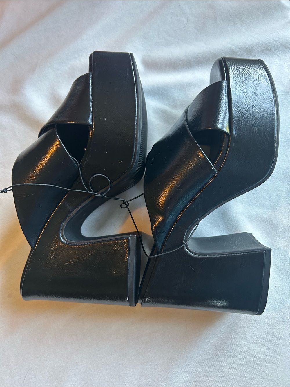 Soda Black Platform Crisscross Square-Toe Slide Mules - Picture 7 of 7